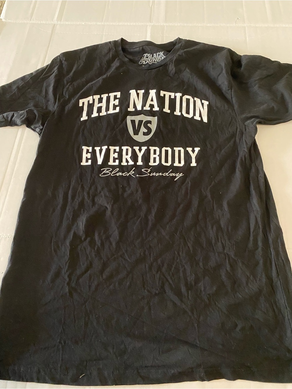 Las Vegas Raiders Men's 'The Nation vs Everybody' Graphic Tee - Black Large
